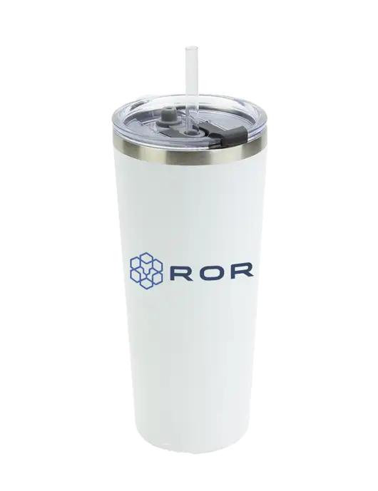 Brighton White 20 oz Insulated Tumbler & Straw w/ROR Logo