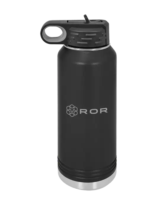 Polar Camel 32 oz Powder Coated Black Vacuum Insulated Water Bottle w/ROR Logo Engraved