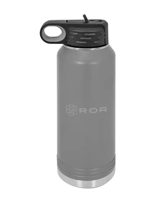 Polar Camel 32 oz Powder Coated Grey Vacuum Insulated Water Bottle w/ROR Logo Engraved