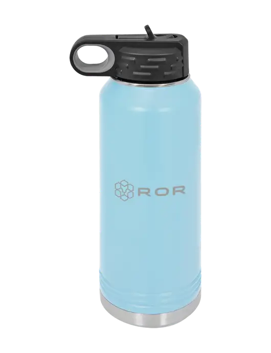Polar Camel 32 oz Powder Coated Light Blue Vacuum Insulated Water Bottle w/ROR Logo Engraved