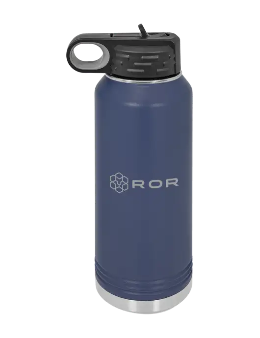 Polar Camel 32 oz Powder Coated Navy Vacuum Insulated Water Bottle w/ROR Logo Engraved