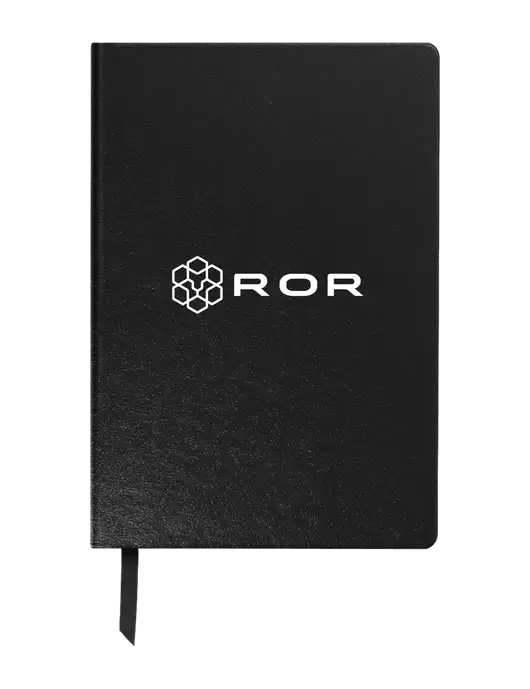 Achieve Black Hardcover Journal, 5.5 x 8.37 w/ROR Logo
