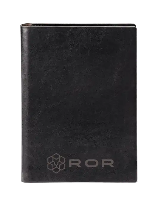 Fabrizio Black 7 x 9.625 Padfolio & Notepad w/ROR Logo Engraved