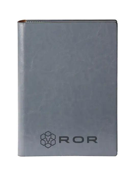 Fabrizio Grey 7 x 9.625 Padfolio & Notepad w/ROR Logo Engraved