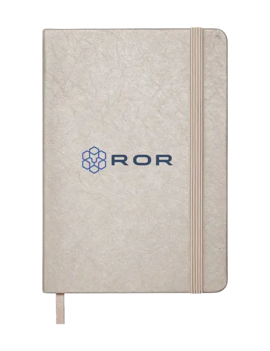 Granite Light Grey Hardcover Journal, 5.62 X  8.37 w/ROR Logo