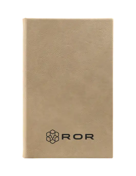 Tan Leatherette 5.25 x 8.25 Journal w/ROR Logo Engraved