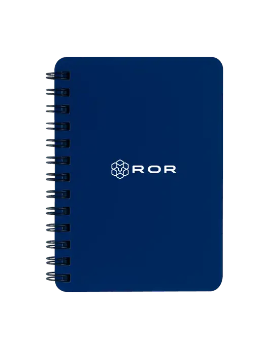 Sturdy Navy Blue Hardcover Notebook, 5.25 x 7 w/ROR Logo