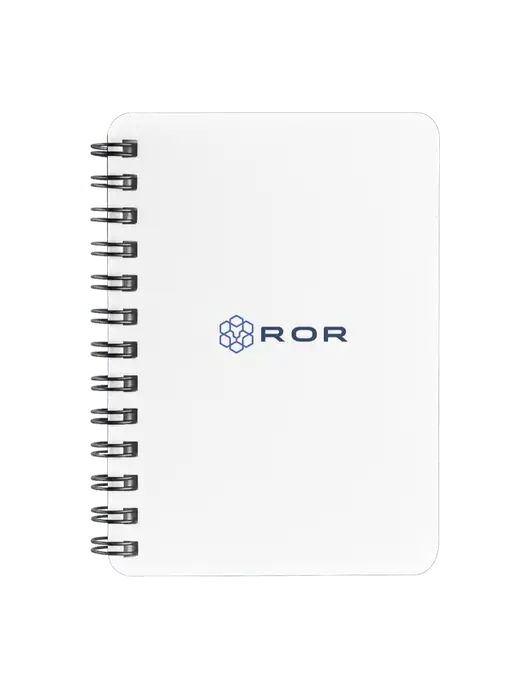 Sturdy White Hardcover Notebook, 5.25 x 7 w/ROR Logo