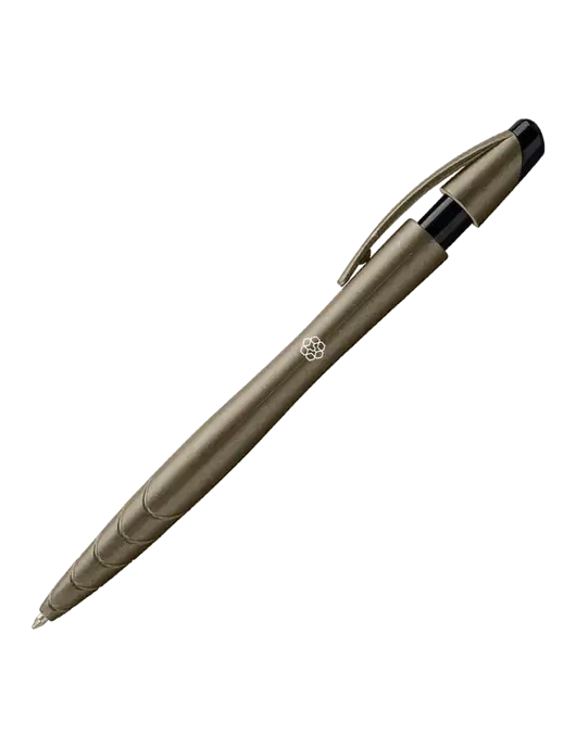 Awali Grey Metallic Pen - Black Ink w/Icon Logo