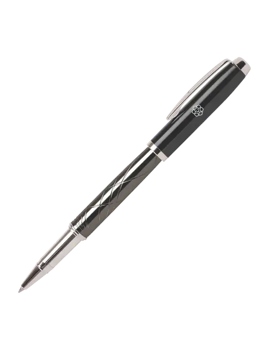 Modernist Black Rollerball Pen - Black Ink w/Icon Logo