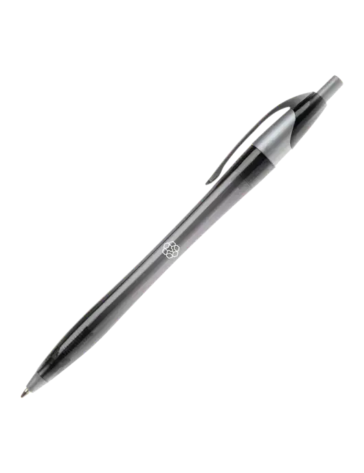 Novella Translucent Black/Silver Jewel Pen - Blue Ink w/Icon Logo