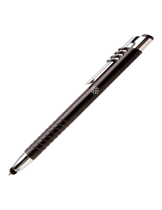 Schirhart Black Stylus Pen - Blue Ink w/Icon Logo