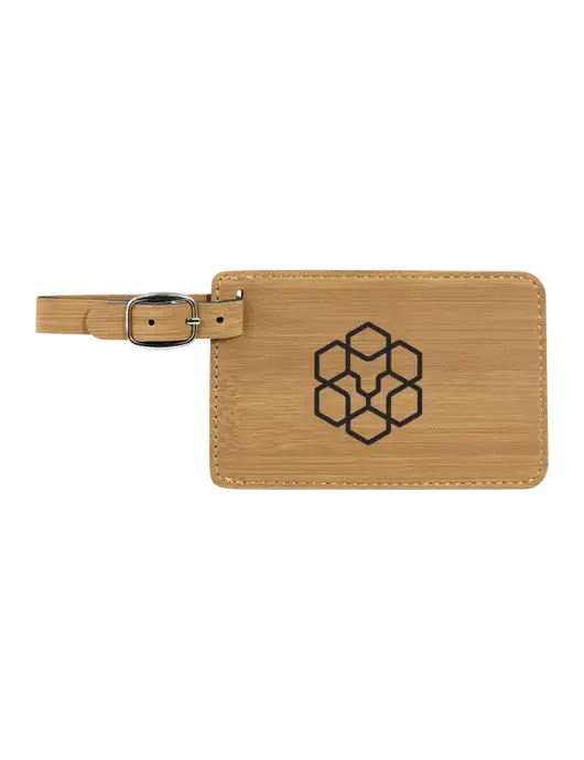 Bamboo Leatherette Luggage Tag w/Icon Logo