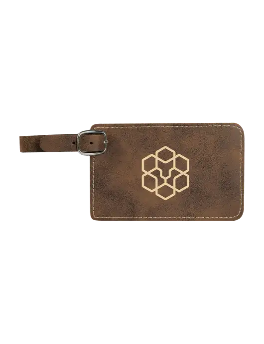 Rustic Leatherette Luggage Tag w/Icon Logo