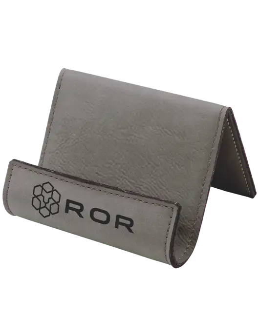 Grey Leatherette Card & Phone Holder w/ROR Logo Engraved