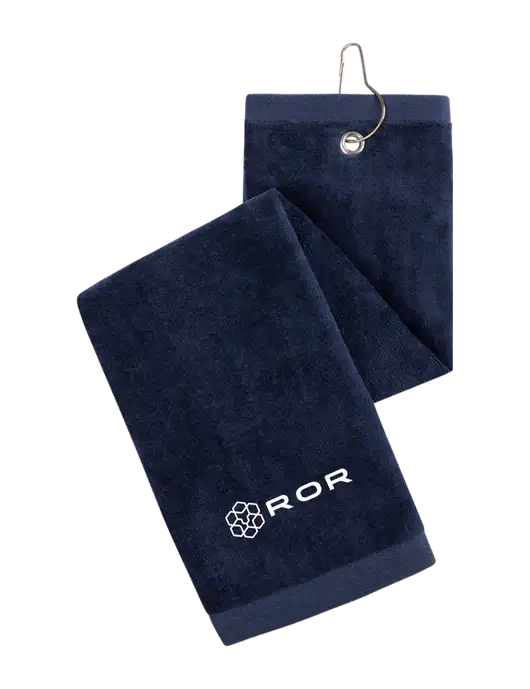 Navy Tri-Fold Golf Towel with Grommet w/ROR Logo