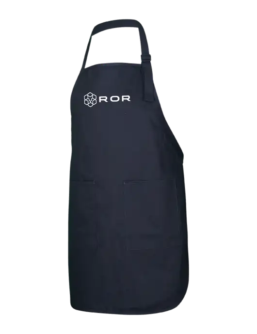 Full-Length Black Apron With Pockets w/ROR Logo