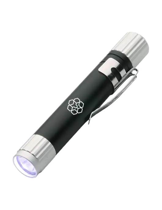 Black Aluminum LED Penlight w/Icon Logo