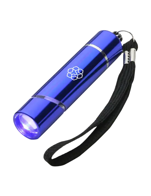 Blue Aluminum Scope LED Flashlight w/Icon Logo
