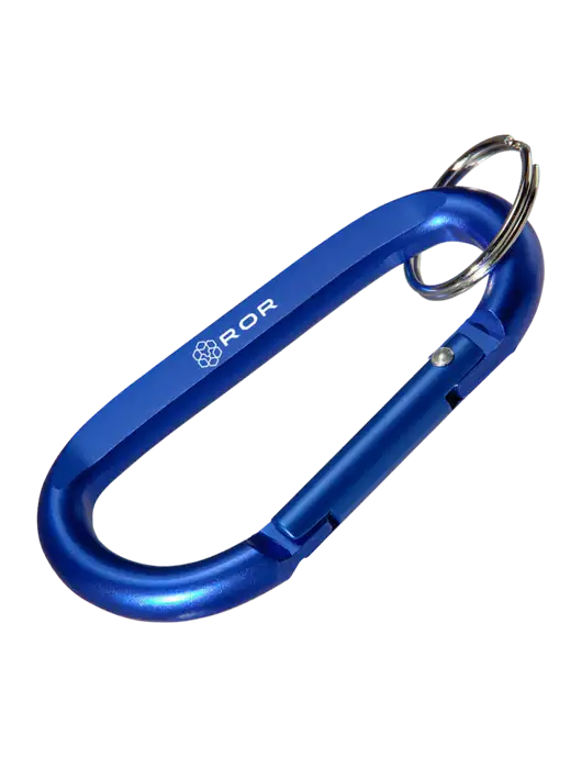 Blue Carabiner & Key Ring w/ROR Logo Engraved