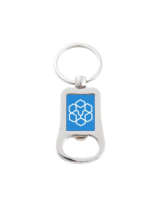 Silver & Blue Bottle Opener Keychain w/Icon Logo