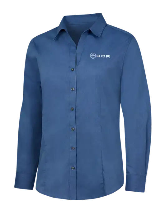 Light Navy Womens Crosshatch Easy Care Shirt w/ROR Logo