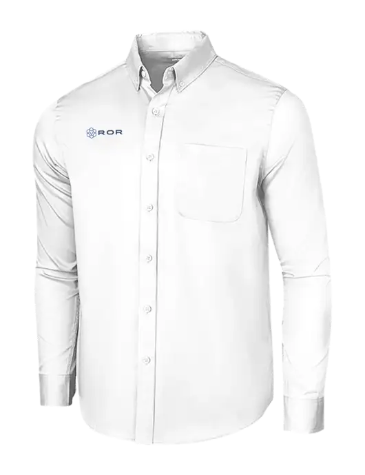 Long Sleeve White Superpro React Twill Shirt w/ROR Logo