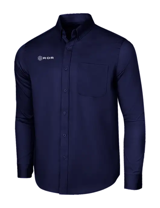 Long Sleeve Navy Superpro React Twill Shirt w/ROR Logo