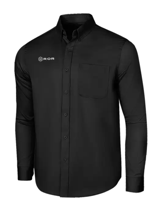 Long Sleeve Deep Black Superpro React Twill Shirt w/ROR Logo