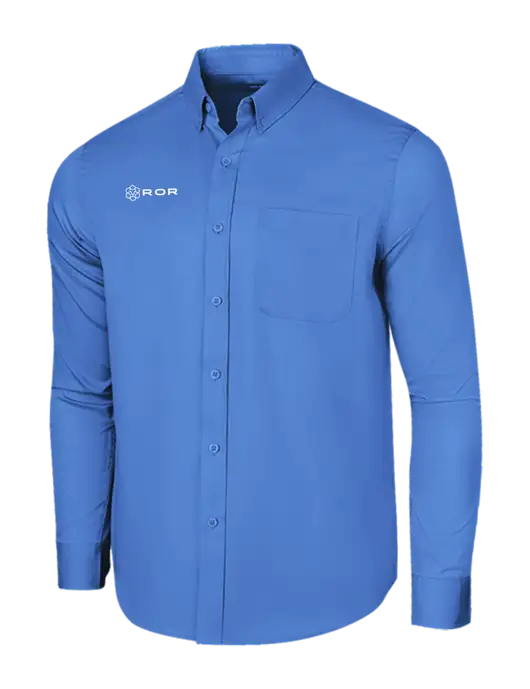 Long Sleeve Dark Carolina Blue Superpro React Twill Shirt w/ROR Logo