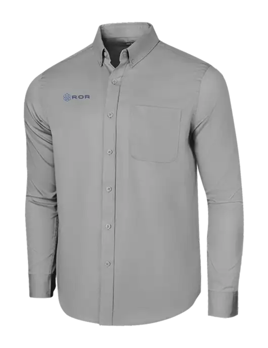Long Sleeve Light Grey Superpro React Twill Shirt w/ROR Logo
