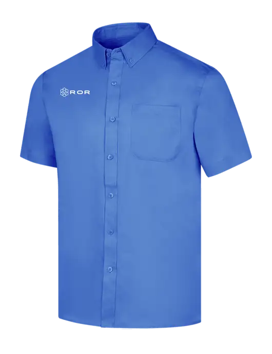 Short Sleeve Dark Carolina Blue Superpro React Twill Shirt w/ROR Logo