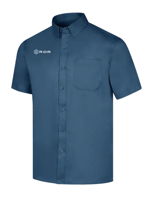 Short Sleeve Light Navy Superpro React Twill Shirt w/ROR Logo
