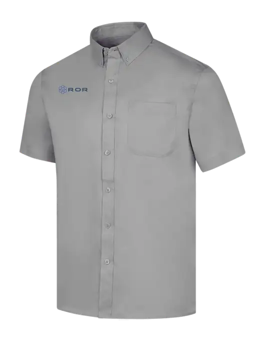 Short Sleeve Light Grey Superpro React Twill Shirt w/ROR Logo