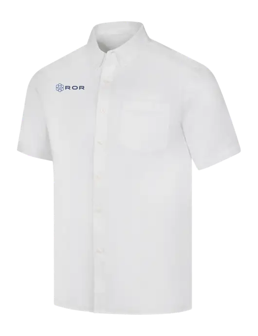 Short Sleeve White Superpro React Twill Shirt w/ROR Logo