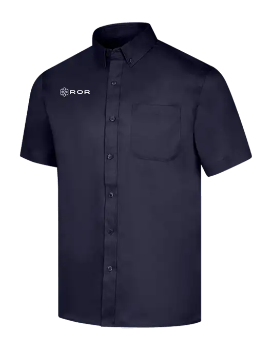 Short Sleeve Navy Superpro React Twill Shirt w/ROR Logo