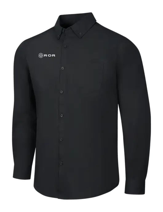 Black Long Sleeve Carefree Poplin Shirt w/ROR Logo