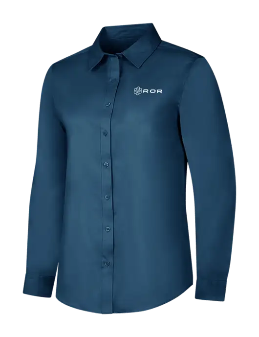 Light Navy Womens Long Sleeve Superpro React Twill Shirt w/ROR Logo