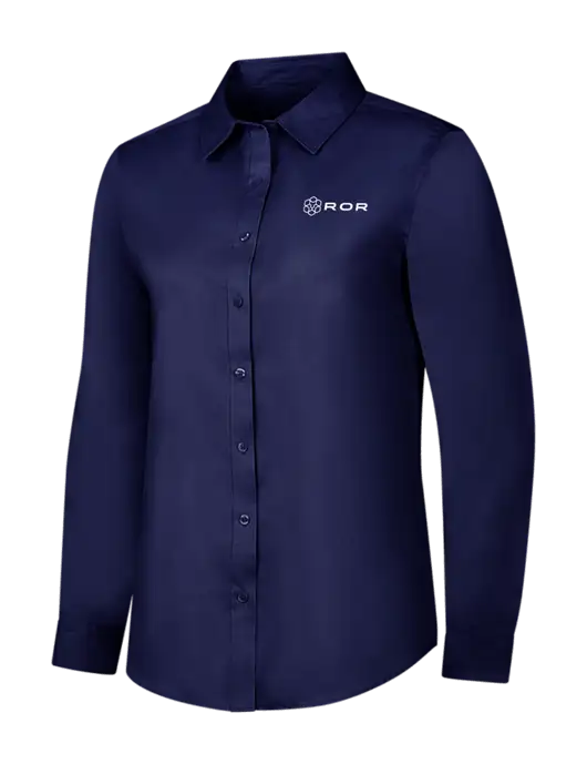 Navy Womens Long Sleeve Superpro React Twill Shirt w/ROR Logo