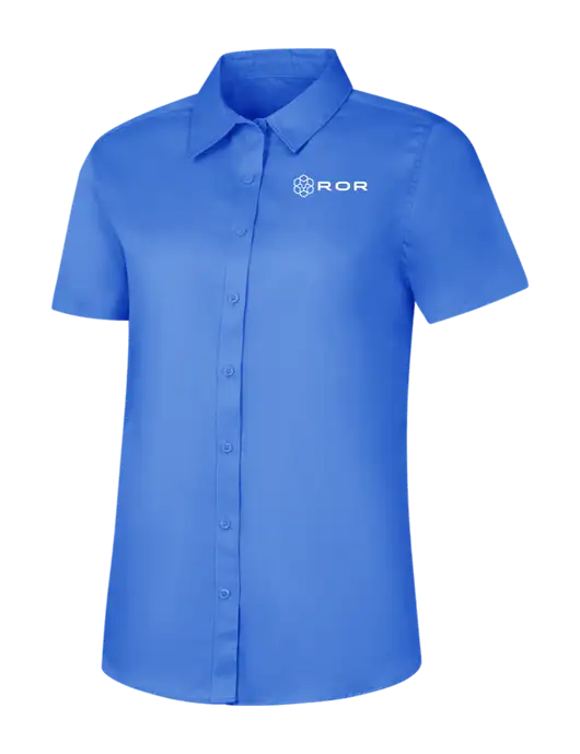 Womens Dark Carolina Blue Short Sleeve Superpro React Twill Shirt w/ROR Logo