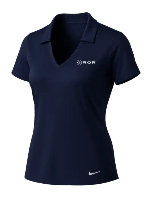 NIKE Dark Navy Womens Dri-Fit Vertical Mesh Polo w/ROR Logo