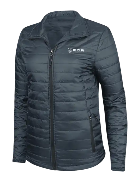 Navy Womens Puffy Packable Jacket w/ROR Logo