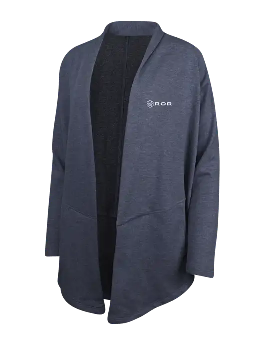 Estate Blue Heather/Charcoal Heather Womens Interlock Cardigan w/ROR Logo