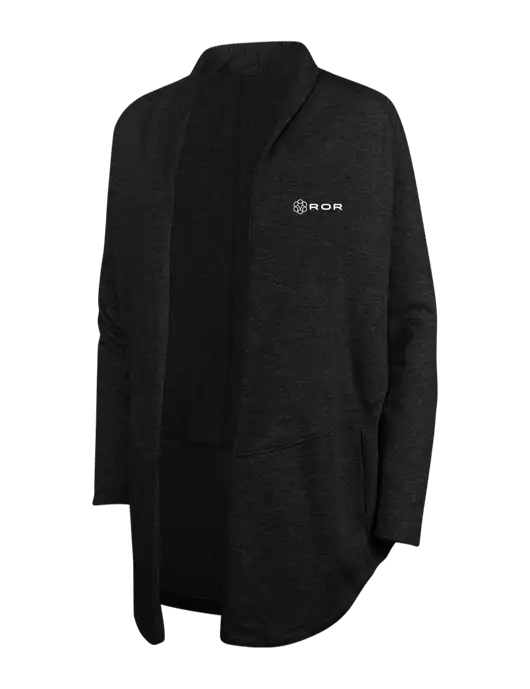 Deep Black/Charcoal Heather Womens Interlock Cardigan w/ROR Logo