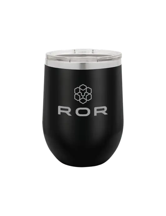 Polar Camel 12 oz Powder Coated Black Vacuum Insulated Stemless Wine Tumbler w/ROR Logo Engraved