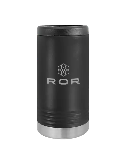 Polar Camel Powder Coated Black Vacuum Insulated Slim Beverage Holder w/ROR Logo Engraved