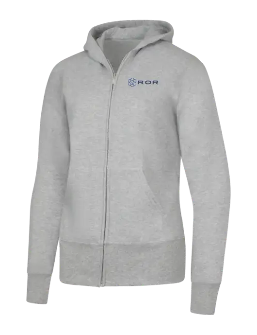 Grey Heather Womens Core Fleece Full-Zip Hooded Sweatshirt w/ROR Logo