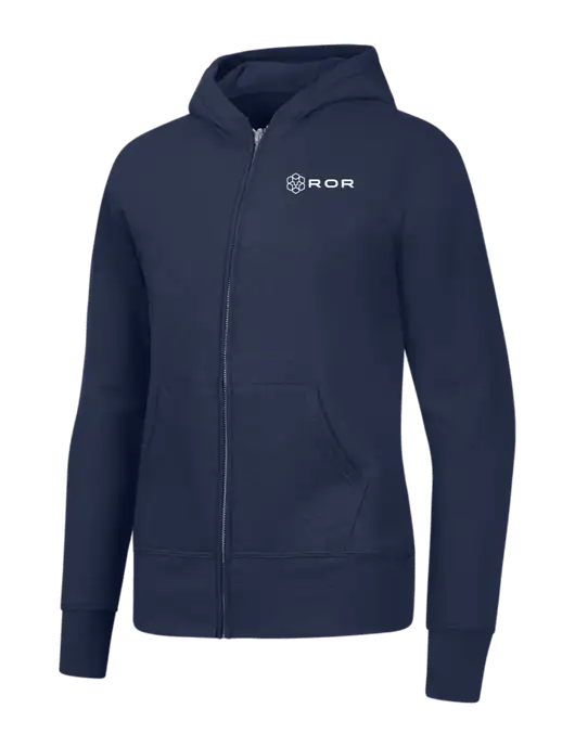Navy Womens Core Fleece Full-Zip Hooded Sweatshirt w/ROR Logo
