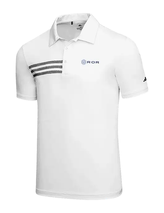 Adidas White 3 Stripes Chest Polo w/ROR Logo
