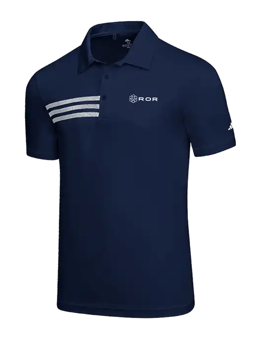 Adidas Navy 3 Stripes Chest Polo w/ROR Logo